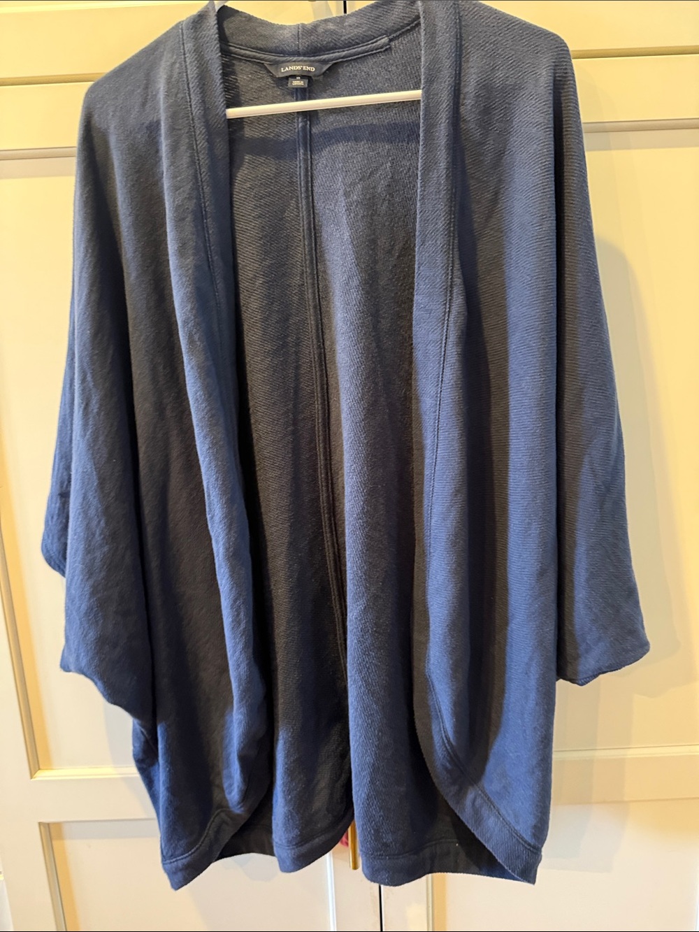 Lands' End Open-Front cocoon Cardigan in Navy Blue XL